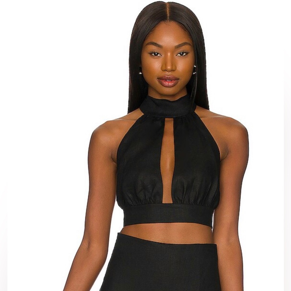 New Amanda uprichard black halter backless s